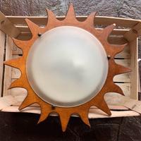 Plafoniera legno e vetro