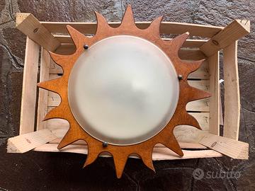 Plafoniera legno e vetro