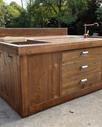 Isola Cucina in stile COUNTRY in legno su misura