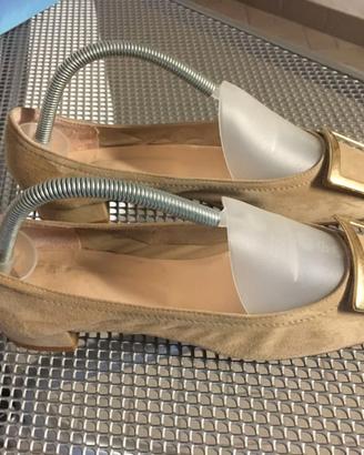 Scarpe basse donna scamosciate 38 beige fibbia
