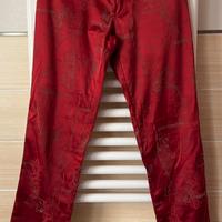 PANTALONI DONNA Tg42(28)BROCCATO CARDINALE