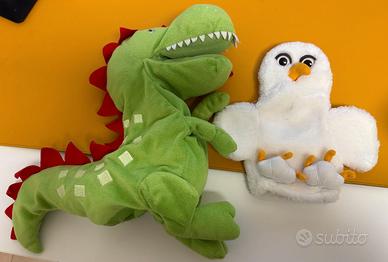 Coppia Marionette a Mano IKEA – Dinosauro Drago e