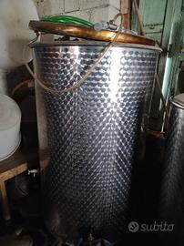 Cisterna Acciaio 5 quintali vino con POMPA nuova 