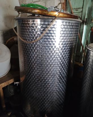 Cisterna Acciaio 5 quintali vino con POMPA nuova 