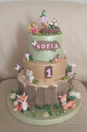 torta scenografica tema animaletti del bosco 