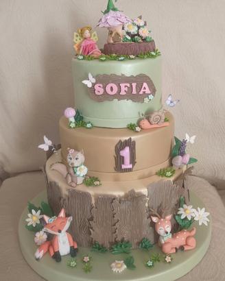 torta scenografica tema animaletti del bosco 
