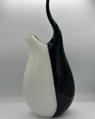 Vaso in vetro di Murano bianco e nero