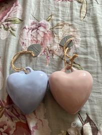 Coppia di cuori decorativi in ceramica Luxe Lodge