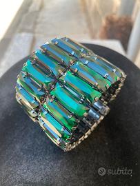 Bracciale con cristalli rettangolari verdi