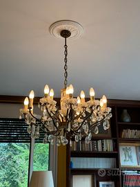Lampadario d’Epoca 18 Luci in Cristallo Molato