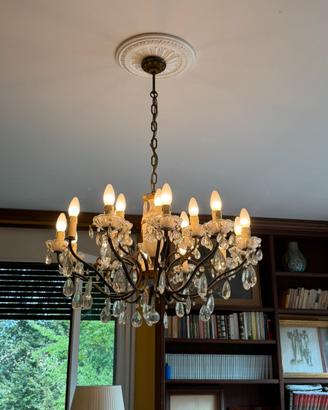 Lampadario d’Epoca 18 Luci in Cristallo Molato