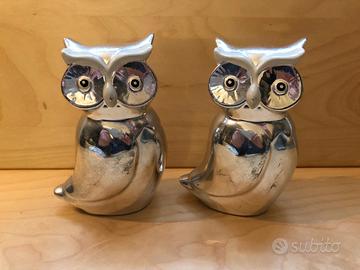 Coppia civette ceramica effetto specchio