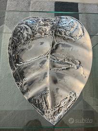 Piatto centro tavola foglia di vite  in metallo