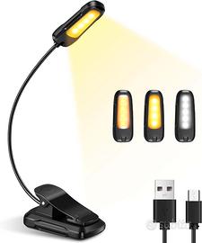 Lampada da Lettura con Pinza, 9 LEDs 3 Modalità