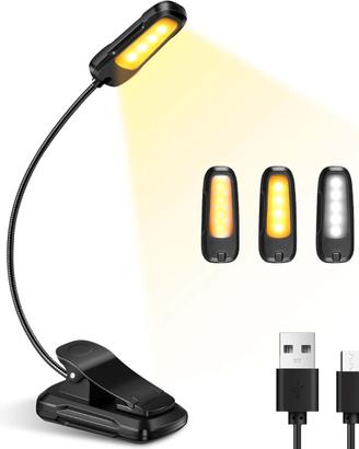 Lampada da Lettura con Pinza, 9 LEDs 3 Modalità