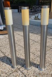 3 FARETTI DA GIARDINO IN ACCIAIO INOX