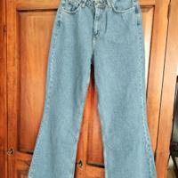 JEANS IN COTONE VITA ALTA A GAMBA LARGA