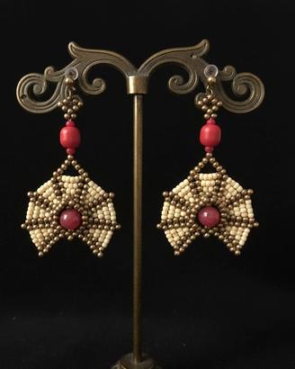 Orecchini Artigianali Stile etnico Corallo Rosso