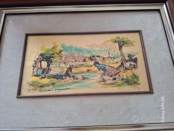 quadri in lamina d oro con paesaggio