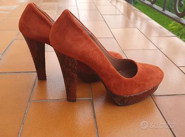 Scarpe donna decoltè rosso/ruggine