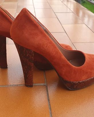 Scarpe donna decoltè rosso/ruggine