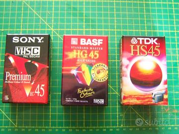Tre Videocassette Sony BASF TDK 45 minuti