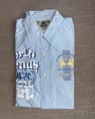 CAMICIA AZZURA LA MARTINA TG. S 100% COTONE