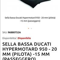 Sella  Ducati Hypermotard 950 bassa