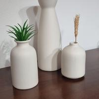 Set arredo minimal – 3 vasetti in ceramica bianco 