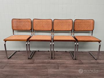Set 4 sedie italiane anni 70 in stile Cesca Breuer