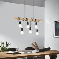 Lampadario da soffitto legno metallo 6 luci