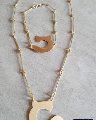 Girocollo e bracciale Gatto donna gioielli