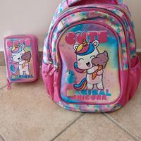 ZAINO UNICORN ICE CREAM + astuccio super Cute