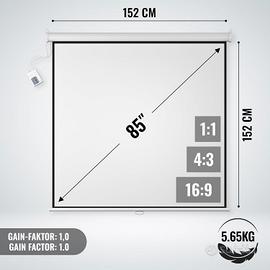 Telo per proiettore motorizzato 85" 152x152cm