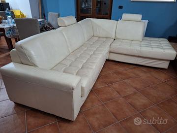 Divano angolare in pelle bianco Eraclesofà