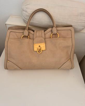 Borsa capiente in pelle beige car shoe