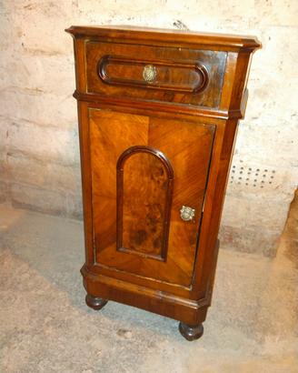 comodino in legno e radica vintage 