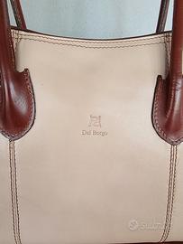 Borsa bicolor in vera pelle