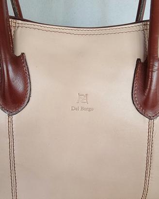 Borsa bicolor in vera pelle