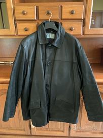 Giacca in pelle nera vintage da uomo