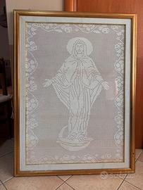 Quadro Sacro Pizzo Uncinetto Filet madonna 120x90