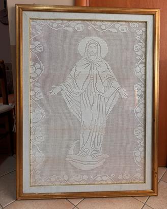 Quadro Sacro Pizzo Uncinetto Filet madonna 120x90