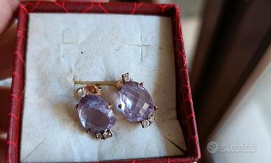orecchini argento bagno oro e ametista 