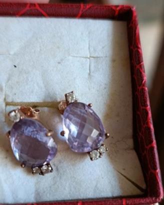 orecchini argento bagno oro e ametista 