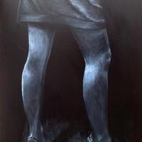 Quadro dipinto acrilico bianco e nero 100x70 cm