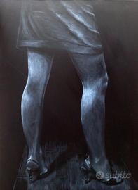 Quadro dipinto acrilico bianco e nero 100x70 cm