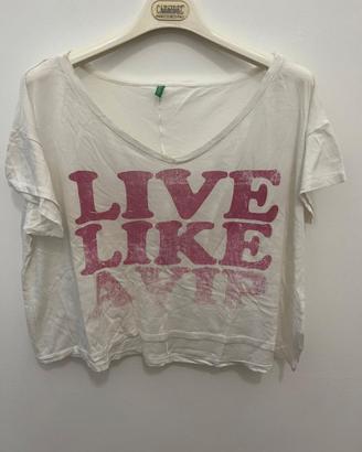 T-Shirt Benetton - Taglia M - Colore Bianco