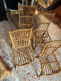 Splendida sedia in bambù e midollino anni 50