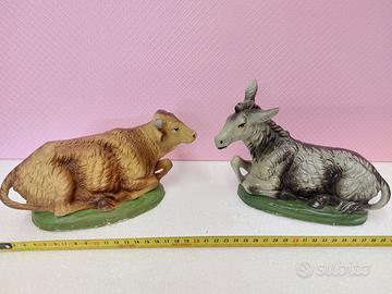 Coppia Bue + Asino in cartapesta 