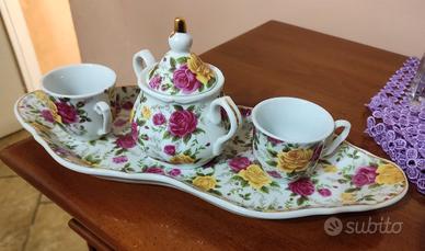 Servizio Due Tazze Caffè Vassoio Zuccheriera 